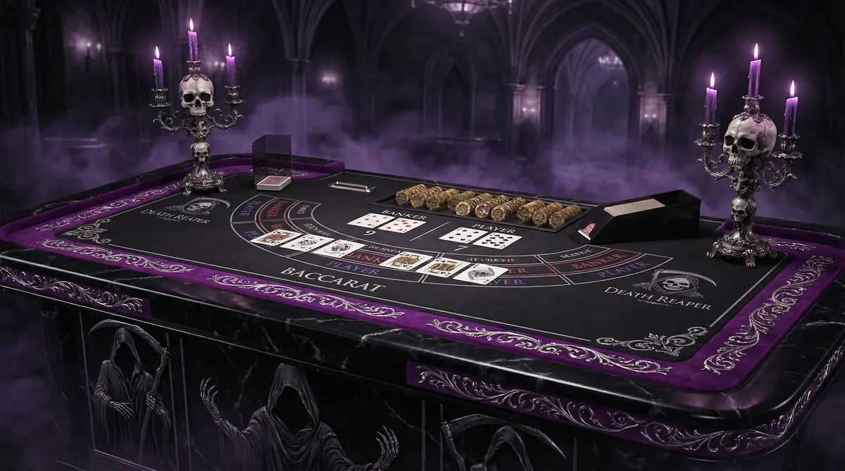 Mesa de Bacará elegante no cassino gótico abcbet