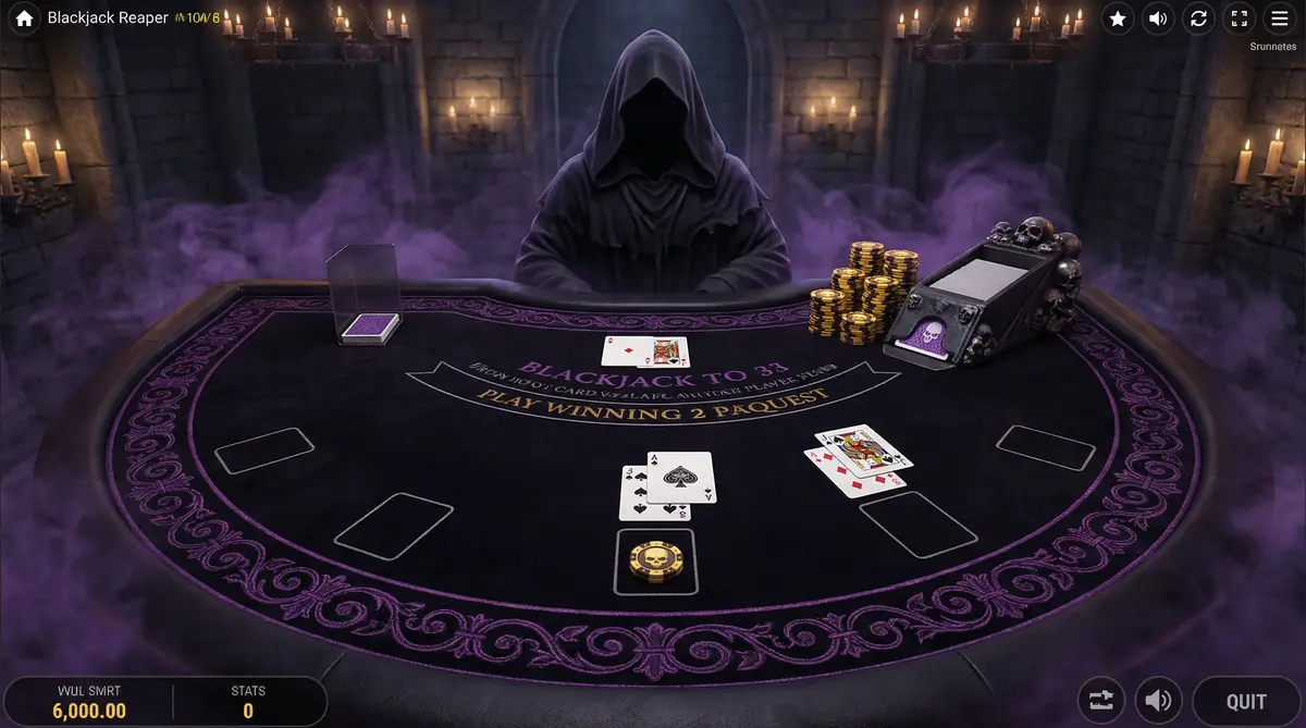 Mesa de Blackjack gótica no cassino abcbet
